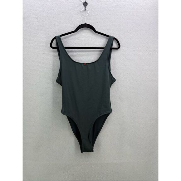 Pink By Frankies Bikinis Womens Green Rose Marlow One Piece Backless Swimsuit La - Picture 2 of 8